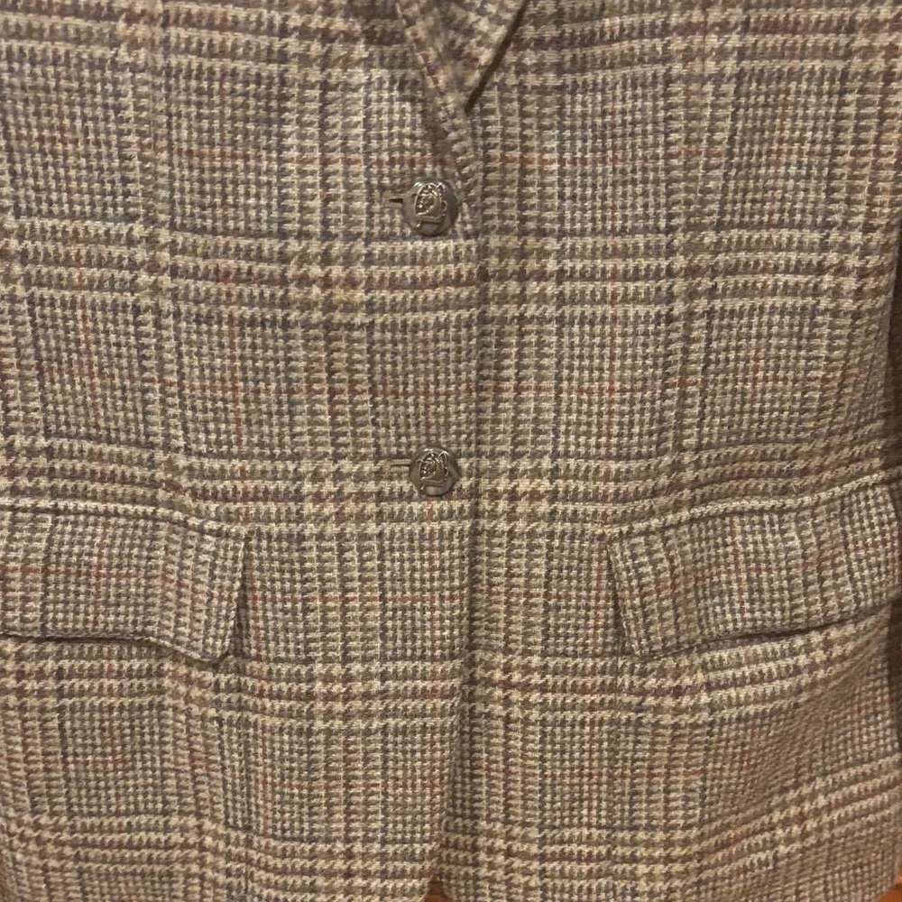 Lauren Ralph Lauren Equestrian Tweed Blazer Pure Wool Tan Beige Sz 6